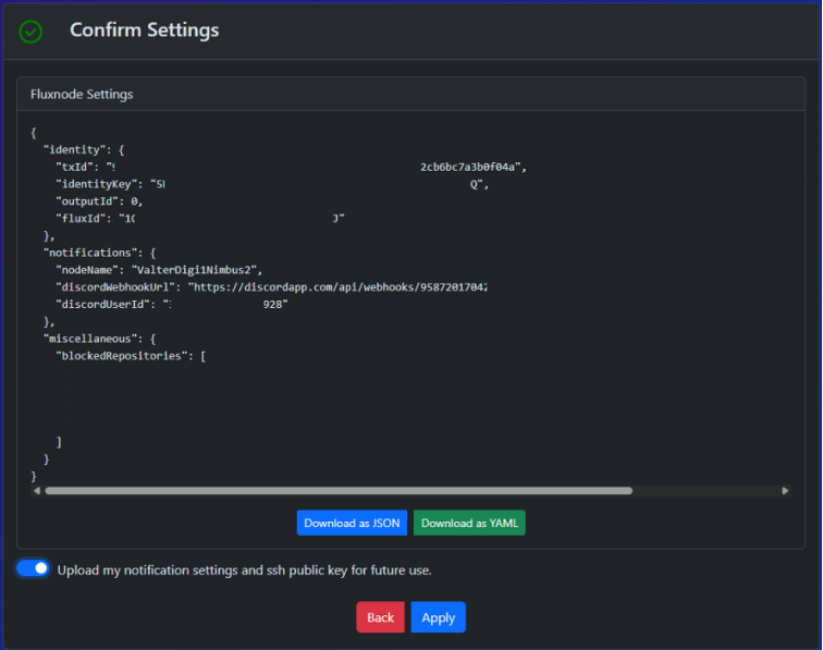 7. Confirm Settings | Flux Documentation