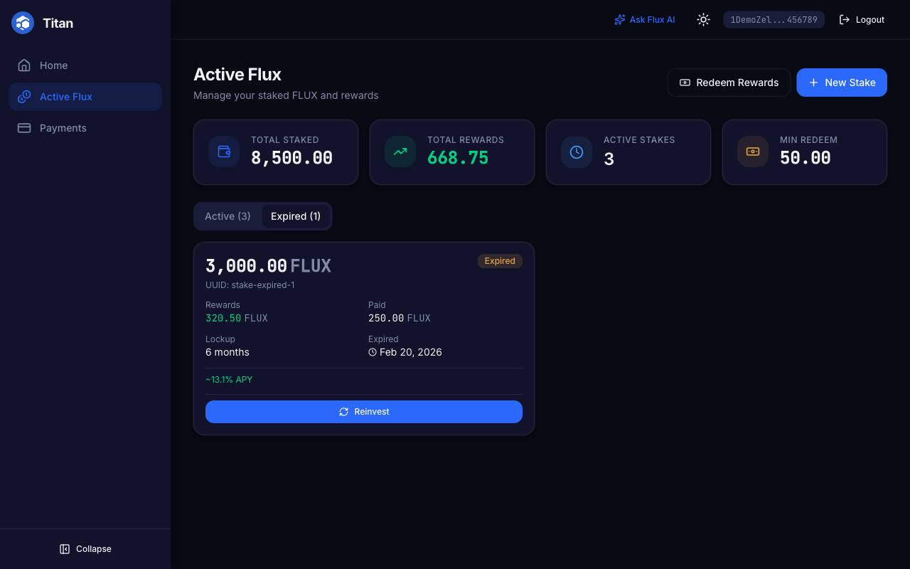 Titan Node Staking | Flux Documentation