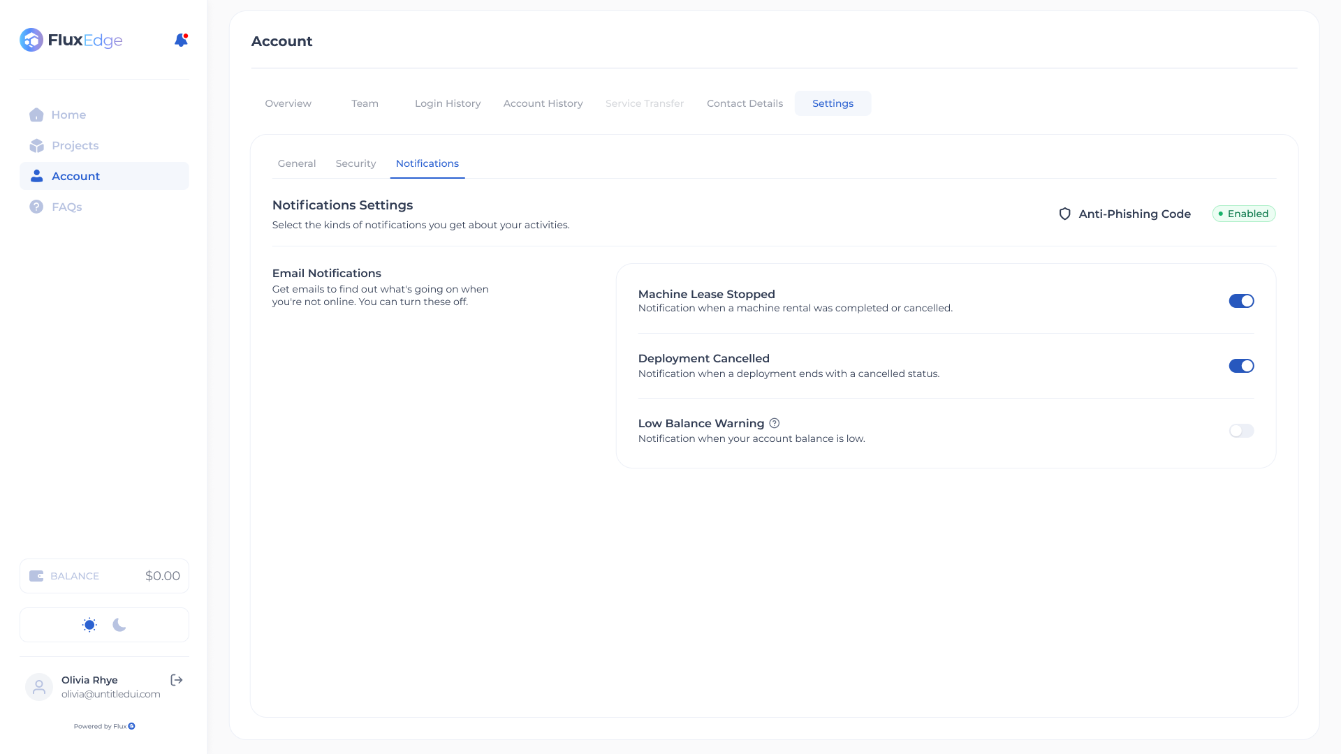 Notification Settings | Flux Documentation