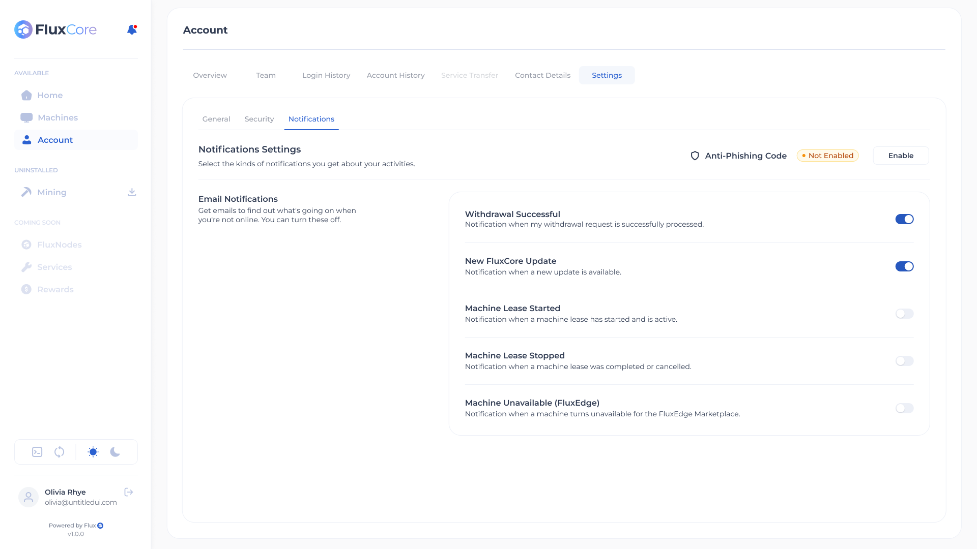 Notification Settings | Flux Documentation