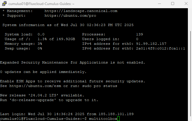 Install FluxNode (Option 2) | Flux Documentation